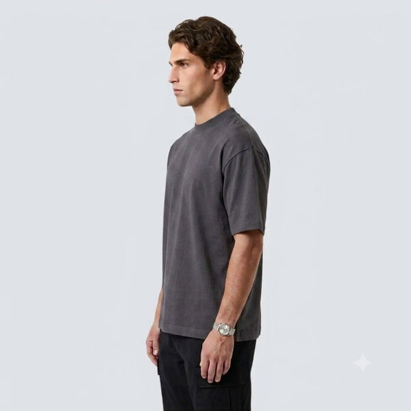 SEMI OVERSIZE 300 GSM ALGODÓN JERSEY GRIS OXFORD