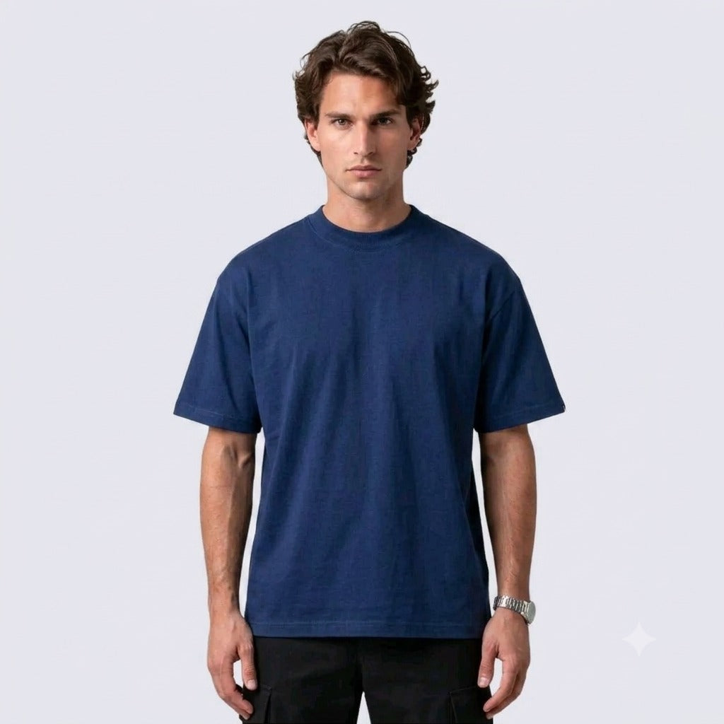 SEMI OVERSIZE 300 GSM ALGODÓN JERSEY AZUL MARINO