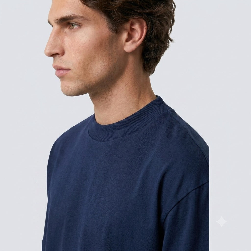 SEMI OVERSIZE 300 GSM ALGODÓN JERSEY AZUL MARINO