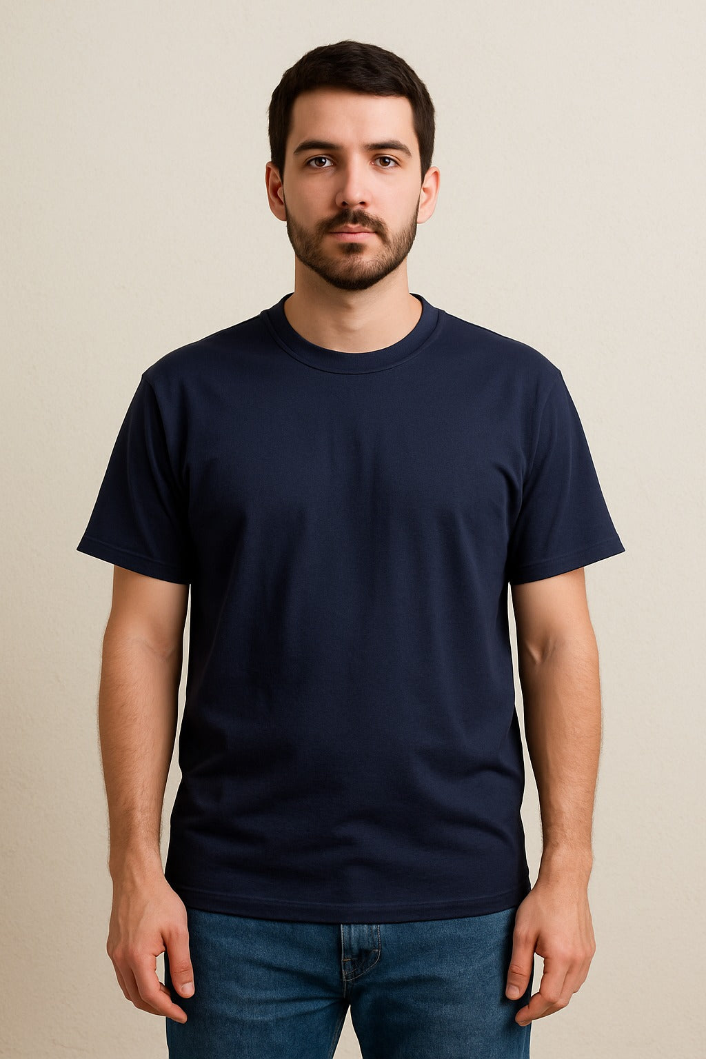 PLAYERA AZUL MARINO REGULAR FIT 200 GRAMOS