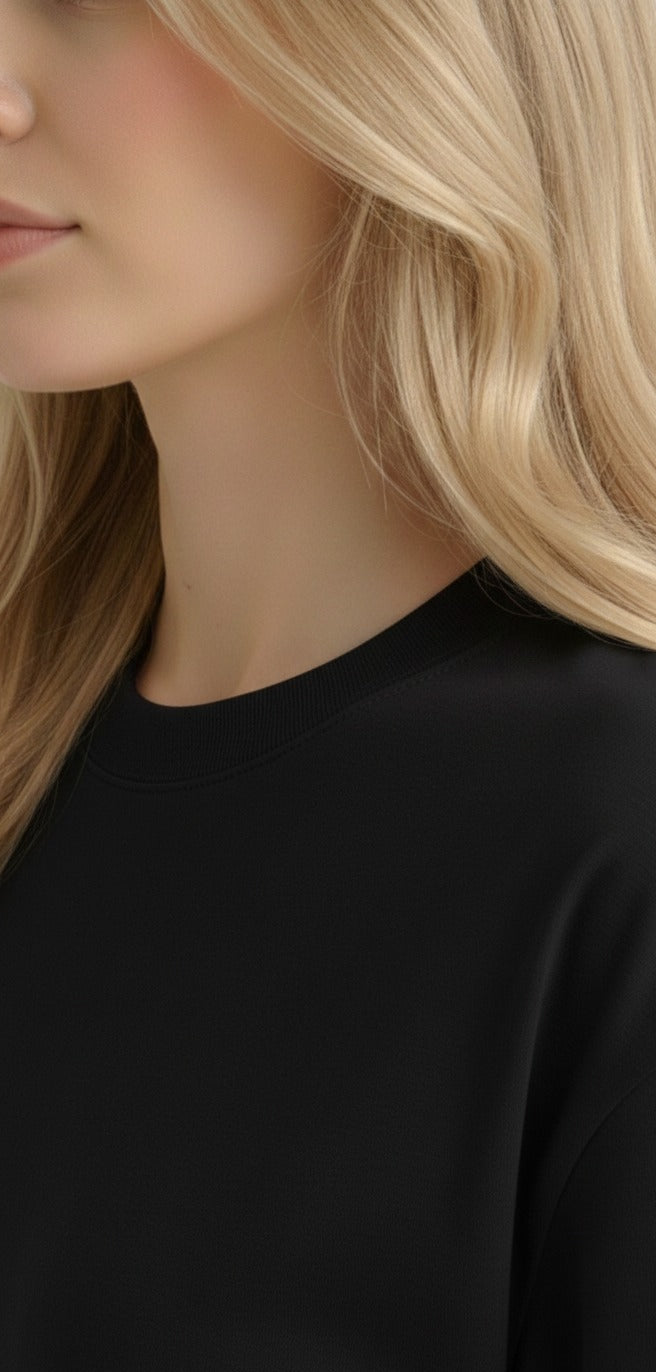 PLAYERA CORTE OVER PARA MUJER 230G NEGRO