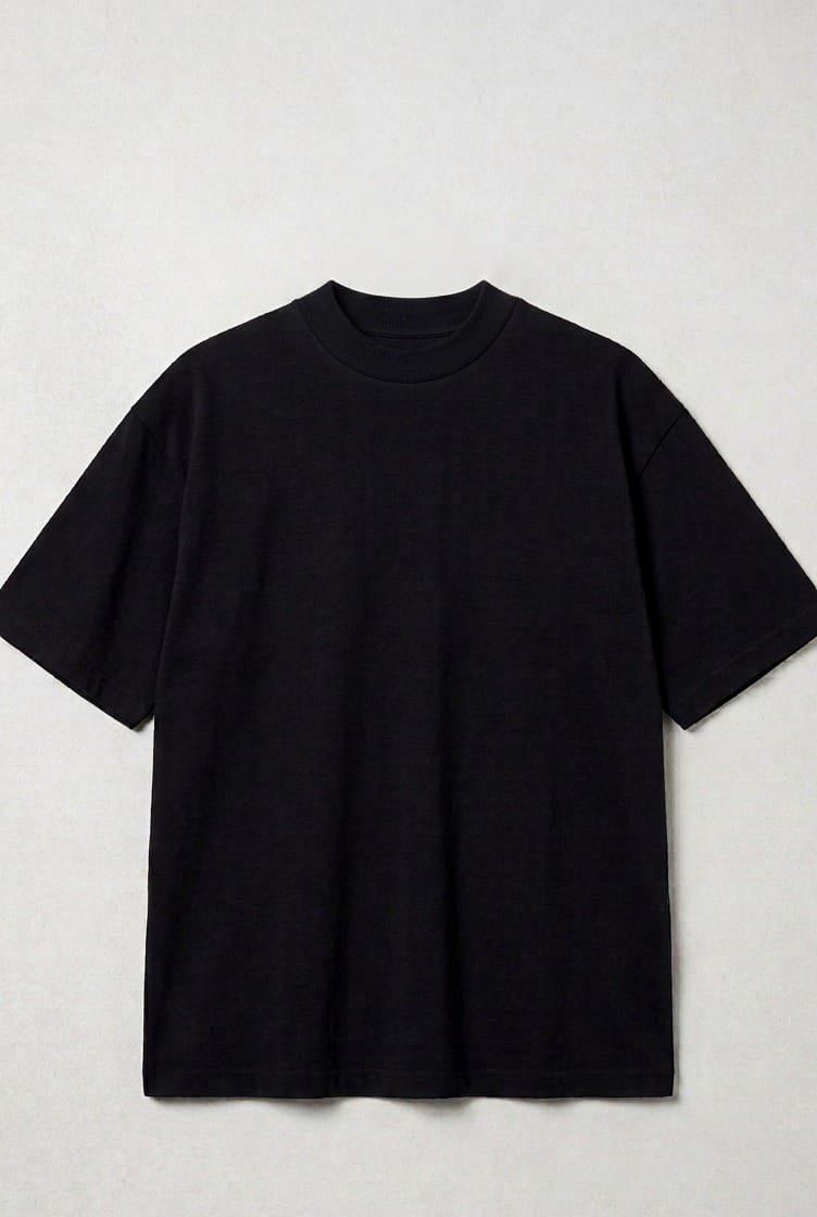 SEMI OVER 300 GSM ALGODÓN JERSEY NEGRO.
