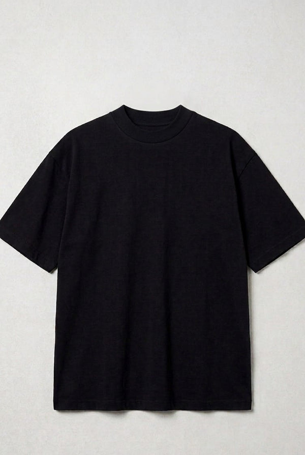 SEMI OVER 300 GSM ALGODÓN JERSEY NEGRO.