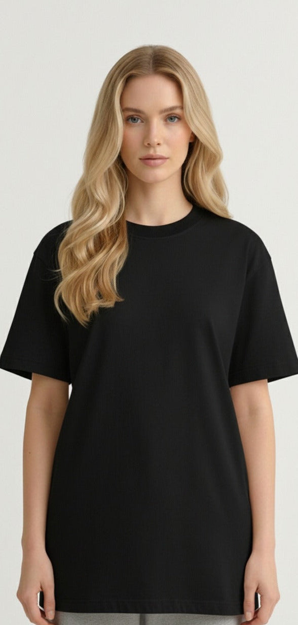 PLAYERA CORTE OVER PARA MUJER 230G NEGRO