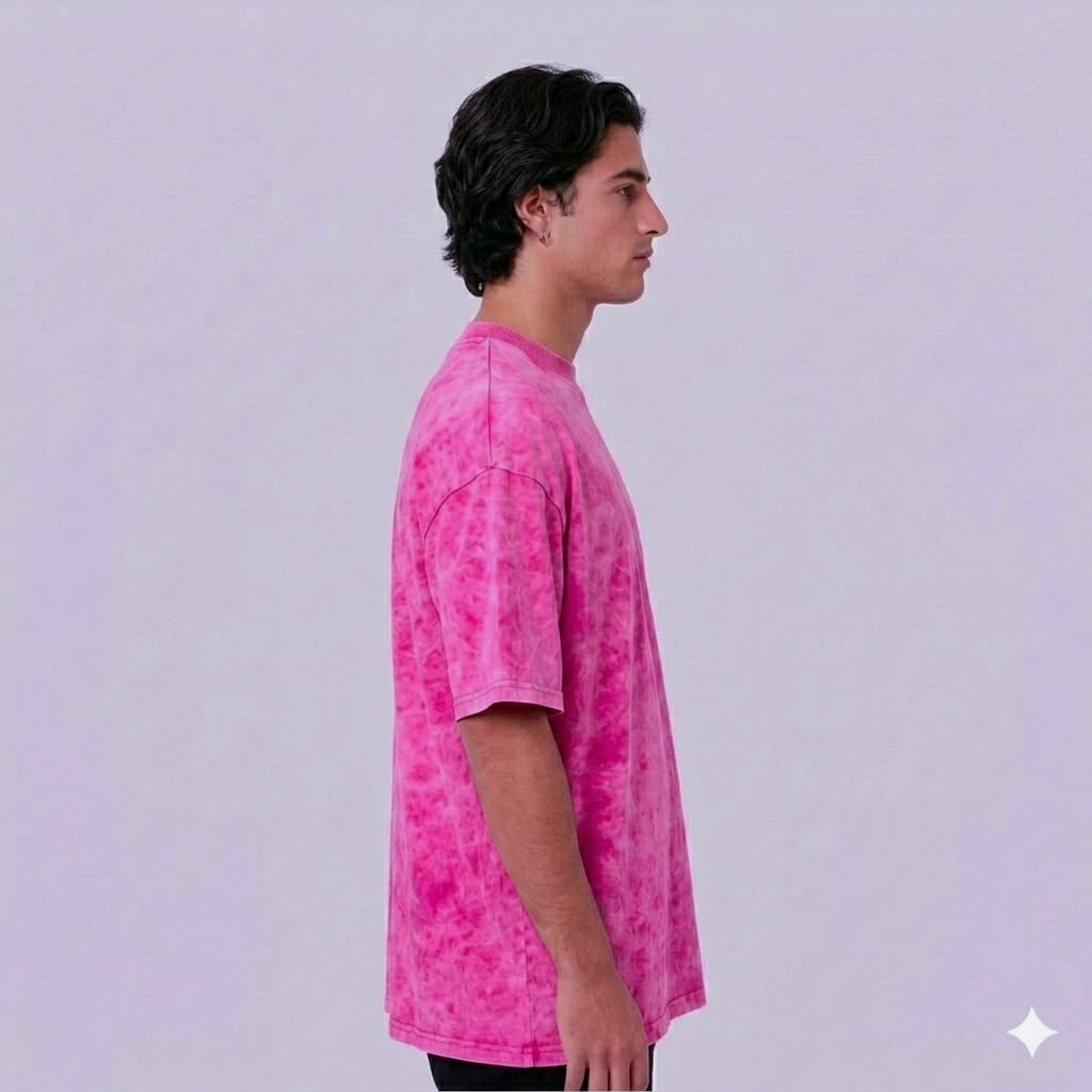 PLAYERA ACID WASH OVERSIZE ROSA, 230 GR