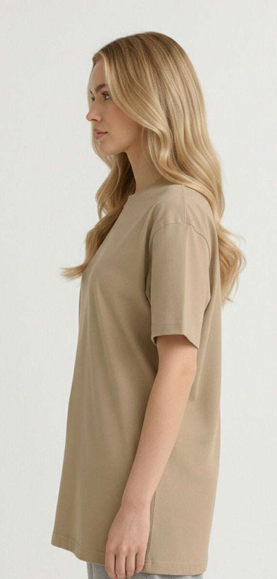 PLAYERA CORTE OVER PARA MUJER 230G MOCA