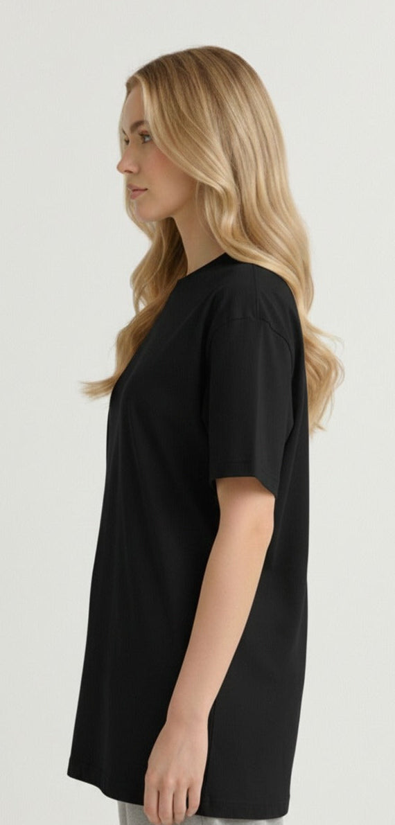 PLAYERA CORTE OVER PARA MUJER 230G NEGRO