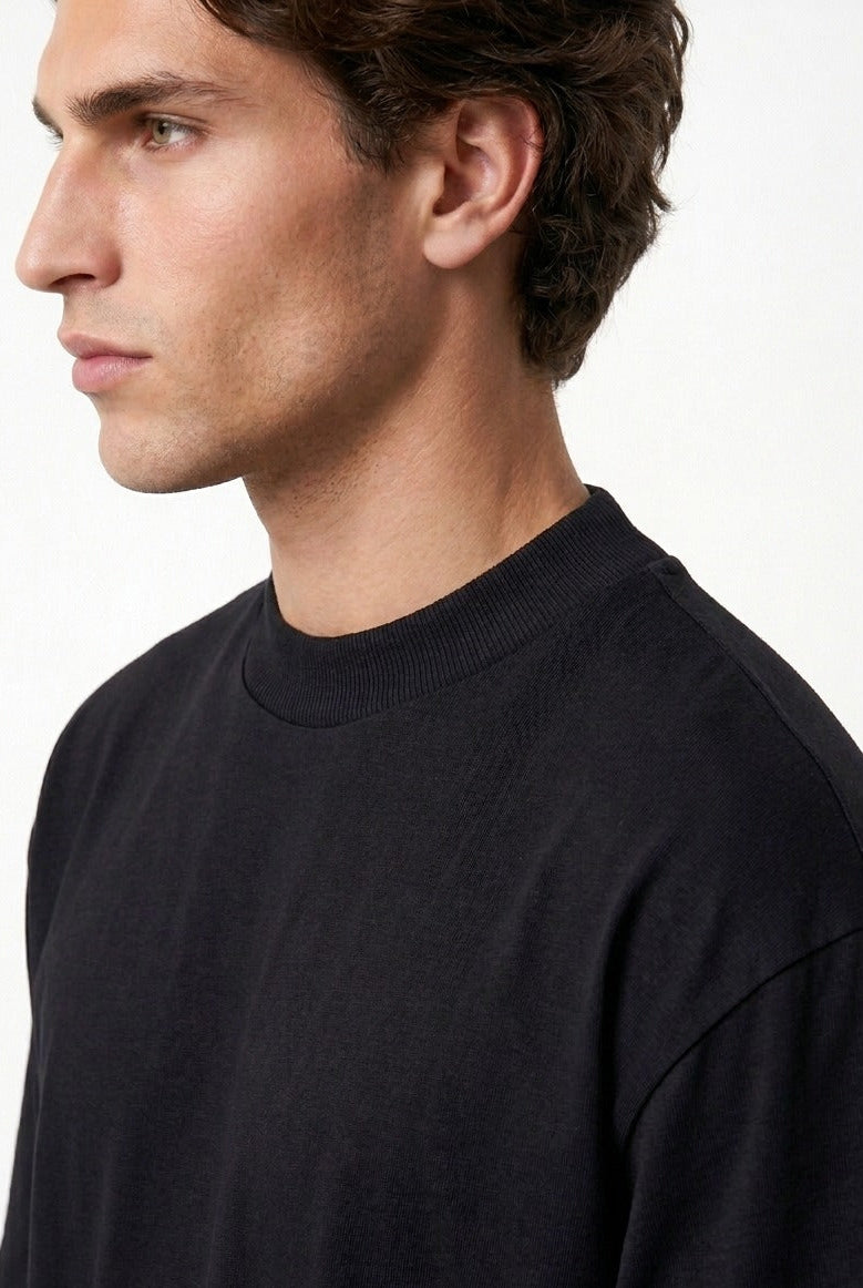 SEMI OVER 300 GSM ALGODÓN JERSEY NEGRO.