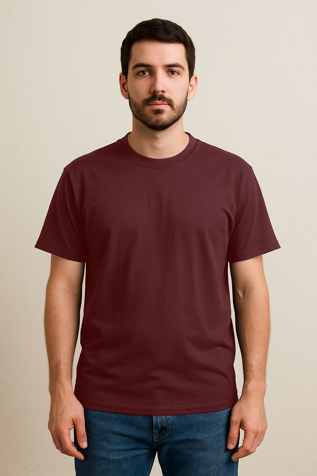 PLAYERA VINO REGULAR FIT 200 GRAMOS